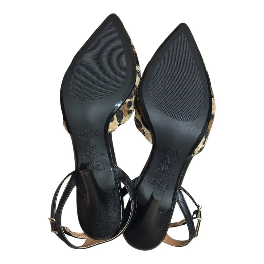 Vizzano Leopard Print Ankle‎ Strap Heels Pointed Toe Buckle Women Size 7 NWOT - Picture 7 of 11